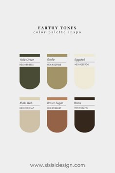 the different shades of earth tones for each color palette in this info sheet, which is also