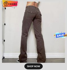 Women's Cargo Pants Jeans Cotton Denim Brown Fashion Casual Daily Wide Leg Micro-elastic Full Length Comfort Solid Color S M L Casual Wide Leg Slim Fit Pants, Casual Slim Fit Wide Leg Pants, Brown Stretch Cargo Bottoms, Stretch Brown Bottoms With Cargo Pockets, Stretch Brown Cargo Pants With Pockets, Non-stretch Straight Leg Y2k Jeans, Brown Wide Leg Y2k Bottoms, Y2k Five-pocket Straight Leg Bottoms, Y2k Straight Leg Bottoms With Five Pockets