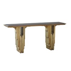 an art deco console table with two columns