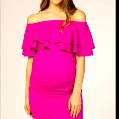 Brand New With Tags Attached Size M Brand New! Tags Attached! Perfect For Maternity Photo Shoot Hot Pink Maternity Dress Hot Pink Dress Fuschia Dress Size Medium (M) Details A Double Layer Ruffle Fitted Off Shoulder Maternity Dress. Content + Care 94% Polyester 6% Spandex Hand Wash Cold, No Bleach, Lay Flat To Dry Usa Undergarments: May Be Worn With A Standard Bra Fitted Short Sleeve Maternity Dress With Ruffles, Chic Pink Fitted Maternity Dress, Elegant Fitted Maternity Dress For Brunch, Maternity Dresses With Ruffles, Fitted Ruffle Maternity Dress, Elegant Spring Maternity Mini Dress, Elegant Maternity Mini Dress For Spring, Fitted Ruffled Maternity Dress, Fitted Pink Maternity Dress With Ruffles