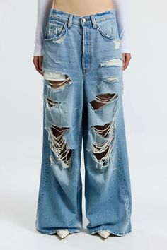 Baggy Jean – Cotton Citizen Oversized Ripped Bottoms For Streetwear, Oversized High-rise Denim Jeans, Oversized Frayed Denim Jeans, Oversized Distressed Denim Bottoms, Oversized Ripped Wide-leg Bottoms, Oversized Distressed Denim Blue Jeans, Oversized Distressed Straight Leg Jeans, Oversized Rigid Denim Blue Jeans, Oversized Rigid Denim Bottoms For Spring