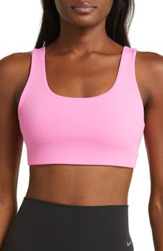 Nike Alate All U Sports Bra | Nordstrom Sports Bra With Built-in Padding And Scoop Neck, Scoop Neck Sports Bra With Built-in Padding, Sports Bra With Seamless Construction And Wide Straps, Athleisure Sports Bra With Medium Support And Wide Straps, Nike Seamless Sports Bra For Training, Sporty Sports Bra With Minimal Stretch For Gym, Sports Bra With Light Support And Minimal Stretch, Solid Seamless Sports Bra For Athleisure, Nike Solid Sports Bra For Sports