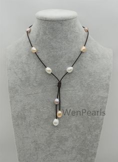 "Leather is 2 mm thick, baroque pearl,high luster pearl. please select necklace length. Note: necklace length is not include drop part Back to Other Jewelry Section 01: \"Flameball Pearl\" Section： https://www.etsy.com/shop/WenPearls?section_id=22535705 02: \"Edison Pearl\" Section: https://www.etsy.com/shop/WenPearls?section_id=18890242 03: \"Keshi Pearl\" Section: https://www.etsy.com/shop/WenPearls?section_id=22535725 04: \"Various Baroque Pearl\" Section: https://www.etsy.com/shop/WenPearls? Adjustable Pearl White Lariat Necklace, Adjustable Lariat Pearl White Necklace, Leather Pearl Jewelry, Leather Pearl Necklace, Necklace Leather, Vintage Jewelry Art, Big Pearl, Cultured Pearl Necklace, Pearl Leather