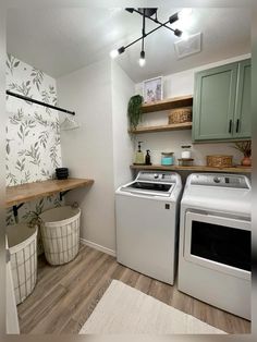 a washer and dryer in a small room