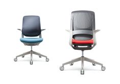 two office chairs side by side, one with an arm rest and the other without