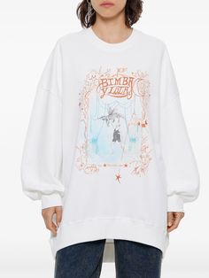 Bimba y Lola graphic-print Sweatshirt - Farfetch Oversize Sweatshirt, Graphic Print Sweatshirt, Voluminous Sleeves, Shirt Oversize, Yoko London, Sweatshirt White, Iconic Bags, Exclusive Fashion, Ski Wear