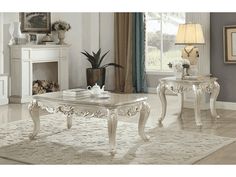 Gorsedd Marble & Antique White Coffee Table - Ornate Home Antique White Coffee Table, White Coffee Table, Marble Table Top, Ornate Furniture, Coffee Table White, Acanthus Leaf, Occasional Table, Marble Table, White Coffee