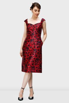 I <3 this Rose print dupioni banded empire dress from eShakti Bridesmaid Style, Straight Skirt, Womens Size Chart