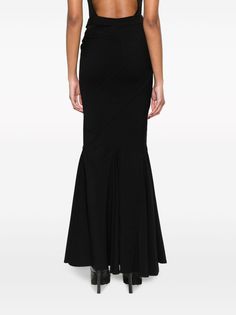 ANDREĀDAMO cut-out Flannel Maxi Skirt - Farfetch Black Tiered Maxi Skirt With Lined Detail, Relaxed Black Maxi Skirt With Gathered Details, Black Asymmetrical Hem Pleated Maxi Skirt, Black Stretch Full-length Maxi Skirt, Black Flannel, Black A-line Maxi Skirt With Gathered Details, Jet Black, Size Clothing, Ankle Length