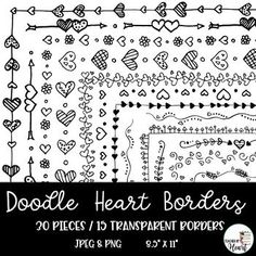 doodle heart borders for valentine's day