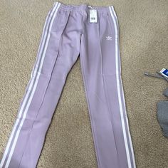 Adidas Purple/Lavender Training Pants Size Small Nwt Adorable Color Sporty Purple Sweatpants For Spring, Adidas Stretch Sweatpants For Spring, Lavender Sporty Fitted Bottoms, Fitted Casual Lavender Bottoms, Lavender Fitted Casual Bottoms, Fitted Lavender Casual Bottoms, Purple Cotton Sweatpants For Spring, Fitted Lavender Loungewear Bottoms, Stretch Cotton Lavender Bottoms