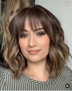 Shoulder Length Shaggy Haircuts With Bangs, Shoulder Length Balayage With Bangs, Shoulder Length Layered Hair With Fringe, Hairstyles 2023 Trends Medium With Bangs, Shoulder Length Wavy Haircuts With Bangs, Shoulder Length Hair Bangs Layers, Mid Length Hairstyles With Fringe, Lob With Layers And Bangs, Round Face Hairstyles Short