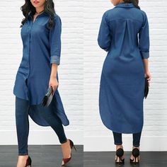 Jean Blouse, Long Sleeve Loose Blouse, Long Summer Dresses Maxi, Denim T Shirt, Blouse Jeans, Denim Blouse, Long Shirt Dress, Loose Blouse, Mini Shirt Dress