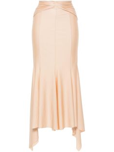 blush pink stretch-jersey ruched detailing seam detailing internal logo tag mid-length flared asymmetric hem concealed rear hook and zip fastening Blush Skirt, Flare Maxi Skirt, Ruched Midi Skirt, Midi Flare Skirt, Latest Skirts, Lorenzo Serafini, Hem Skirt, Black Midi Skirt, Logo Tag