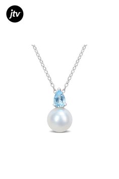 Enhance your ensemble with the captivating beauty of this 8.5-9mm Cultured Freshwater Pearl and 1/2CT TGW Blue Topaz-Sky Pendant, delicately crafted in sterling silver. The pendant features a lustrous white pearl paired with a dazzling blue topaz-sky gemstone, adding a touch of sophistication to any outfit. Paired with its 18-inch chain, this necklace exudes timeless elegance and grace. Embrace the enchanting allure of this pearl and blue topaz-sky pendant and let its radiant beauty elevate your Elegant Pear-shaped Topaz Jewelry, Formal White Blue Topaz Jewelry, Elegant White Blue Topaz Jewelry, Elegant Blue Topaz Birthstone Necklace For Anniversary, Pear-shaped Blue Topaz Jewelry As A Gift, Pear Shaped Blue Topaz Jewelry For Gifts, Pear Shaped Blue Topaz Jewelry Gift, Pear-shaped Blue Topaz Jewelry For Gifts, Pear-shaped Blue Topaz Gemstone Jewelry