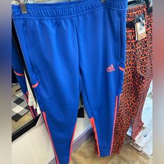 New! Men’s Tracksuit Pants With Design On The Side Blue Adidas Bottoms With Pockets, Blue Adidas Sweatpants With Pockets, Adidas Blue Sweatpants With Pockets, Adidas Blue Sweatpants, Adidas Soccer Pants, Sports Track Pants, Mens Athletic Pants, Soccer Pants, Black Jogger Pants