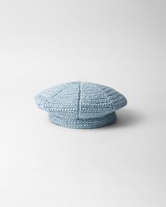 Raffia-effect yarn Embroidered lettering logo Crochet Miumiu Hat, Crochet Sailor Hat, Blue Handmade Crochet Hat, Prada Crochet Bucket Hat, Rafia Hat, Handmade Blue Crochet Bucket Hat, Adjustable Blue Crochet Bucket Hat, Embroidered Lettering, Beret Style