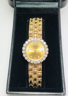 Stunning Solid 14k Yellow Gold And Diamonds Quartz Watch Diamond(s) 1.26CT Color: F Clarity: SI1 Total Watch Weight: 37.6GR Watch Length: 7in 14K Solid Yellow Gold For more information regarding this item feel free to reach me so I can accommodate your needs. Thank you Yellow Gold Diamond Watch For Formal Occasions, Gold Diamond Watch With Round Face, Classic Gold Diamond Watch With Brilliant Cut, Gold Diamond-accented Watch For Evening, Yellow Gold Jewelry And Watches With Diamond Hour Markers, Gold Diamond Watch With Diamond Accents For Evening, Gold Diamond Accented Watch For Evening, Gold Diamond Watch Timeless Formal, Gold Evening Watches With Diamond Accents