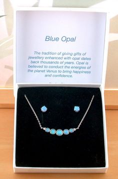 Sterling Silver Blue Opal Necklace & Earrings |Opal Necklace UK Brand Influencer, Blue Opal Jewelry, Opal Gifts, Blue Opal Earrings, Blue Opal Necklace, Giving Gifts, Earrings Opal, Necklace Opal, Opal Earrings Stud