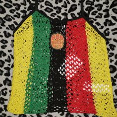 Red, Green, Black, And Yellow. Midriff Top. Brand New. Beach Knit Color Block Tops, Yellow Color Block Tops For Beach, Yellow Color Block Tops For The Beach, Casual Yellow Crochet Top, Black Crochet Casual Tops, Casual Black Crochet Tops, Midriff Top, Roots Reggae, Green Tank Top