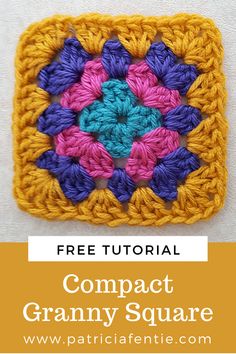 Learn a simple trick to help make your granny square motifs more compact. This technique creates a tighter finish which makes these motifs perfect for projects where you don't want the larger holes that traditional granny square make. Check it out! Knit A Granny Square, Granny Squares Without Holes, 4 Round Granny Square, 5x5 Granny Square, Granny Square No Gaps, Granny Square Instructions, How To Crochet A Simple Granny Square, No Holes Granny Square Free Pattern, Granny Square Tips