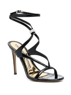 Alexandre Vauthier crystal-embellished 100mm Sandals - Farfetch Embellished Flats, Crystal Heels, Alexandre Vauthier, Embellished Sandals, Stiletto Shoes, Buckle Shoes, Blue Sandals, Crystal Embellishment, Sandals Black