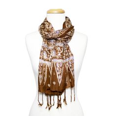 BALI BATIK 100% SILK SCARF ~ BROWN AND LAVENDER FLORAL DETAILS This hand-woven, fair trade, silk scarf is produced by a women's co-operative in Bali. This luxurious scarf is extremely soft and has a beautiful irridesent sheen. Due to the hand-made nature of our scarfs, each scarf is a unique, one of a kind creation in color and design. We often have only one or two of the same color or pattern. Slight imperfections of the weave are characteristic of raw silk hand-woven scarves and add to the bea Luxury Designer Brown Silk Scarf, Brown And Lavender, Mulberry Leaf, Handwoven Scarf, Woven Scarves, Purple Hands, Lavender Floral, Lightweight Scarf, Cotton Scarf