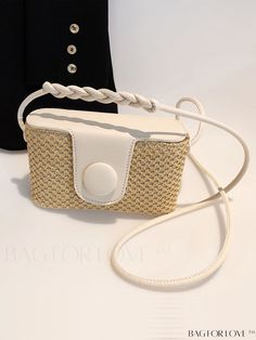 BagForLove - Sophisticated Square Box Bag: Stylish Straw Woven Shoulder & Crossbody Beach Vacation Accessory Summer Rectangular Box Bag With Adjustable Strap, Trendy Cream Box Bag For Travel, Portable Rectangular Beige Straw Bag, White Summer Box Bag With Adjustable Strap, White Box Bag With Adjustable Strap For Summer, Summer Beige Box Bag With Adjustable Strap, Beige Box Bag With Adjustable Strap For Summer, Beige Rectangular Box Bag For Vacation, Trendy Beige Box Bag For Beach