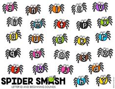 the alphabet and numbers are made up of different types of spiders, which can be used