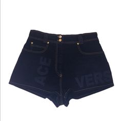 Brand Newversace Jeans Shorts Featuring: * High Waist 15” Waistband With Belt Loops And Versace Label Versace Medusa Buttons With Zip Fly Five Pocket Design... Length 15.5” Leg Opening 14” Approximately Size: Us 8 (Eu29) Made In Italy Comes With Authenticity Label, Tags And Extra Buttons! Free Of Smoke And No Pets Environment. Versace Pumps, Denim Shorts Black, Versace Shorts, Versace Sneakers, Jeans Collection, Zero Tolerance, Smart Technology, Jeans For Short Women, Baddie Outfits Casual