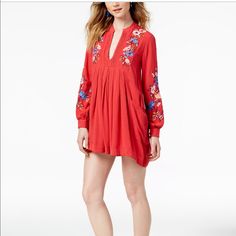 The Mini Mia Dress From Free People Is A Boho Beauty Styled With Floral Embroidery On A Relaxed Shift Silhouette! Mia Dress, Boho Beauty, Free People Dresses, Free People Dress, Embroidered Dress, Floral Embroidery, Apparel Accessories, Fashion Beauty, Cold Shoulder Dress