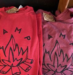 Hand printed apparel! Each piece is made to order using quality materials and eco friendly ink. Made in United States of America Long Sleeve Graphic Print T-shirt For Camping, Casual Red T-shirt For Outdoor Activities, Long Sleeve Graphic Tee For Outdoor, Long Sleeve T-shirt For Fall Adventure, Pre-shrunk Long Sleeve Tops For Outdoor, Outdoor Long Sleeve Cotton Tops, Casual Long Sleeve T-shirt For Camping, Red Long Sleeve Top For Outdoor, Fall Hiking T-shirt With Graphic Print