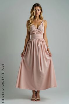 Olivia Mark - Elegant Blush Pink Maxi Dress with Wrap Front and Elastic Waistband Blush Pink Maxi Dress, Pink Maxi, Pink Maxi Dress, Olivia Mark, Elegant Dresses, Blush Pink, Outfit Ideas, Sense, Blush