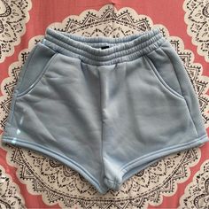 Nwot. Elastic Waist. Side Pockets. Cozy Material. Firm Price Comfortable Blue Bottoms With Pockets, Cute Light Blue Cotton Bottoms, Basic Solid Shorts With Pockets, Comfy Blue Bottoms For Spring, Light Blue Cotton Shorts With Pockets, Cozy Blue Bottoms For Spring, Cute Cotton Shorts In Solid Color, Cute Blue Shorts With Elastic Waistband, Cute Blue Shorts With Pockets