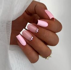 Pink White Nails, Neon Pink Nails, Pink French Nails, Wow Nails, Light Pink Nails, Acrylic Nails Coffin Pink, Summer Acrylic Nails, Pink Acrylic Nails, Luxury Nails