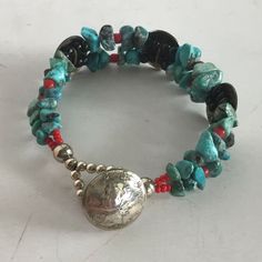 Turquoise and Silver Bead and Concho, with 1944 Liberty Dime Closure , Bracelet | eBay Adjustable Southwestern Style Bracelet With Silver Beads, Southwestern Style Adjustable Silver Beads Bracelet, Adjustable Southwestern Style Silver Beaded Bracelets, Southwestern Style Adjustable Silver Beaded Bracelet, Vintage Turquoise Round Bead Bracelets, Adjustable Southwestern Silver Beaded Bracelets, Adjustable Silver Beaded Bracelets In Southwestern Style, Adjustable Silver Beaded Southwestern Bracelet, Vintage Adjustable Beaded Bracelets With Silver Beads