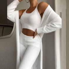 The Thick Cotton Best Women's Pajama Set Comfy Nightwear — Original Pajamas Christine Mcguinness, Plain Crop Tops, Mid Calf Dresses, Gilet Long, Longline Coat, Cozy Pajamas, Drawstring Dresses, Short Vest, Off Shoulder Crop Top