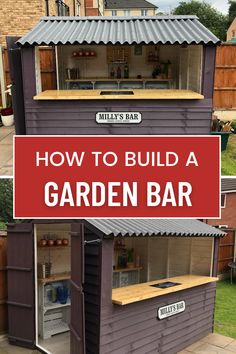 an outdoor garden bar with the words how to build a garden bar on it's side