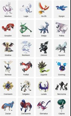 an image of different types of pokemons