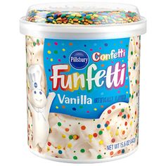 confetti funfetti vanilla with sprinkles in a canister