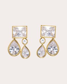 Geometrically glamorous, these Completedworks' drop earrings are formed from various shapes of cubic zirconia. Each stone is set in an 18-karat gold vermeil bezel to highlight its natural shimmer. Post-back closure 18k gold vermeil and cubic zirconia Polish with soft cloth Made in Thailand Measurements Width: 0.4in Length: 0.7in Sustainability Metrics: Natural Resources: at least 50% of materials used are produced with a reduced environmental impact Conflict-Free: 100% of products are recycled o Moda Operandi Jewelry, Barb Wire, Emerald Ring Vintage, Droplet Earrings, Wire Design, Gold Vermeil Jewelry, Cubic Zirconia Earrings, Vermeil Jewelry, Fashion Jewelry Earrings