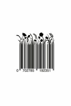 bar code with flowers and leaves on it