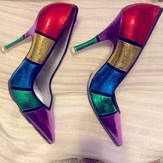 Beautiful Metallic Multicolored 4.5” Heels. Made In Italy. Brand New!!! Silence Padding On Soles And Heels. They Can Be Removed. Retro Court Shoes With 4-inch Heel For Party, Multicolor 4-inch Heels For Party, Multicolor Pointed Toe Heels For Party, Colorful High Heel Party Shoes, Colorful Pointed Toe Heels For Party, Multicolor 4-inch Heels For Formal Occasions, Colorful High Heels For Party, Multicolor Closed Toe Heels With 4-inch Heel, Multicolor 4-inch Heel Closed Toe Heels