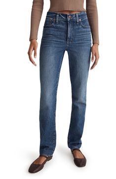 The cut: with their waist-accentuating high rise, Magic Pockets™ in front and tapered legs, these are 'mom jeans' if your mom was a '90s supermodel. The fabric: Madewell's best-selling Heritage Stretch denim has an old-school look and a touch of give for a perfectly broken-in feel 99% cotton, 1% elastane Machine wash, tumble dry Imported Fall Straight Mom Jeans, Straight Mom Fit Jeans For Fall, Fall Mom Fit Straight Jeans, Straight Mom Jeans For Fall, Jeans On Amazon, High Waist Straight Leg Jeans, School Looks, Vintage Canvas, Your Mom