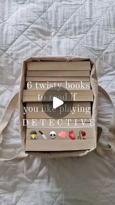 an open box on top of a bed with the words 6 twisty books to read if you like playing