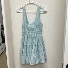 Size M Nwot Light Blue Cotton Sundress For Spring, Light Blue Casual Sundress For Spring, Casual Mini Dress By Urban Outfitters, Light Blue Casual Sundress For Daytime, Casual Light Blue Sundress For Daytime, Light Blue Cotton Sundress For Brunch, Casual Cotton Sundress By Urban Outfitters, Urban Outfitters Casual Cotton Sundress, Urban Outfitters Blue Cotton Dress