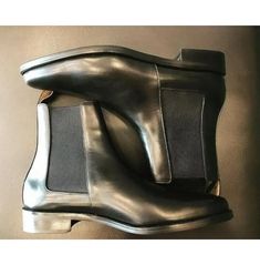 Handmade Mens Black Leather Chelsea Boots, Men formal Leather Ankle Boots | eBay