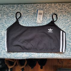 Adidas 1xl Nwt Black And White 3 Stripe Bra Top Addidas Bra, Black Stretch Adidas Tops, Black Three Stripes Workout Tops, Adidas Sporty Sports Bra, Adidas Sporty Medium Support Sports Bra, Adidas Medium Support Sports Bra, Adidas Fitted Moisture-wicking Sports Bra, White Bra Top, Cheetah Print Shirts