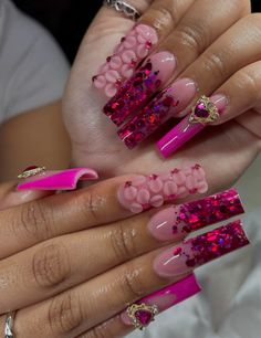 Acrylic Nails Coffin Pink, Acrylic Nails Coffin, Fire Nails, Chic Nails, Nail Games, Valentine's Day Nails, Best Acrylic Nails, Cool Nail Art, Gorgeous Nails