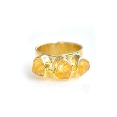 Rough Citrine Solid 925 Sterling Silver Gold Plated Ring Jewelry - YoTreasure French Word, Citrine Jewelry, Beautiful Autumn, Sunshine Yellow, Plated Ring, Gold Plated Rings, Polish Jewelry, Ring Jewelry, Gold Plated Jewelry